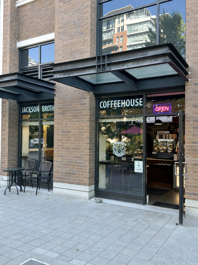 The Jackson Brothers Coffeehouse entrance and sign on Humboldt Street